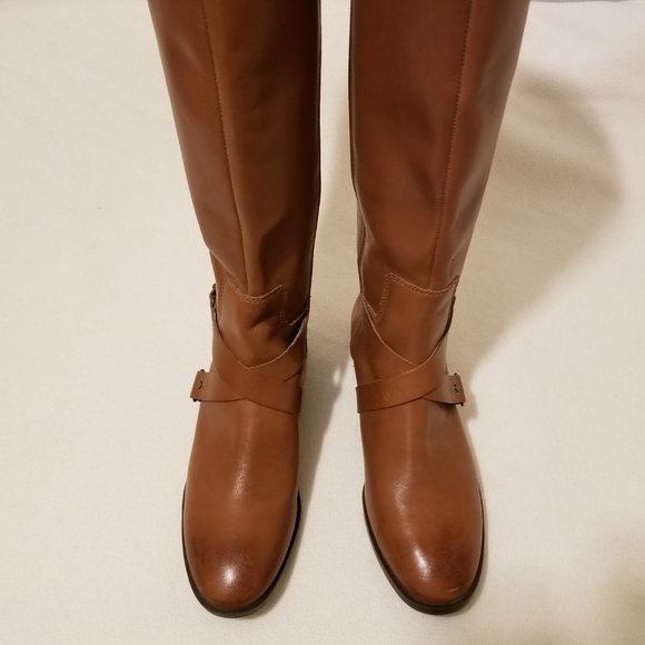 Nine West Brown Soft Leather Zip Up Knee High Boots Size 8M - Picture 6 of 12